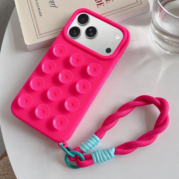 For iPhone 17 Pro Simple Suction Cup Silicone Phone Case with Lanyard