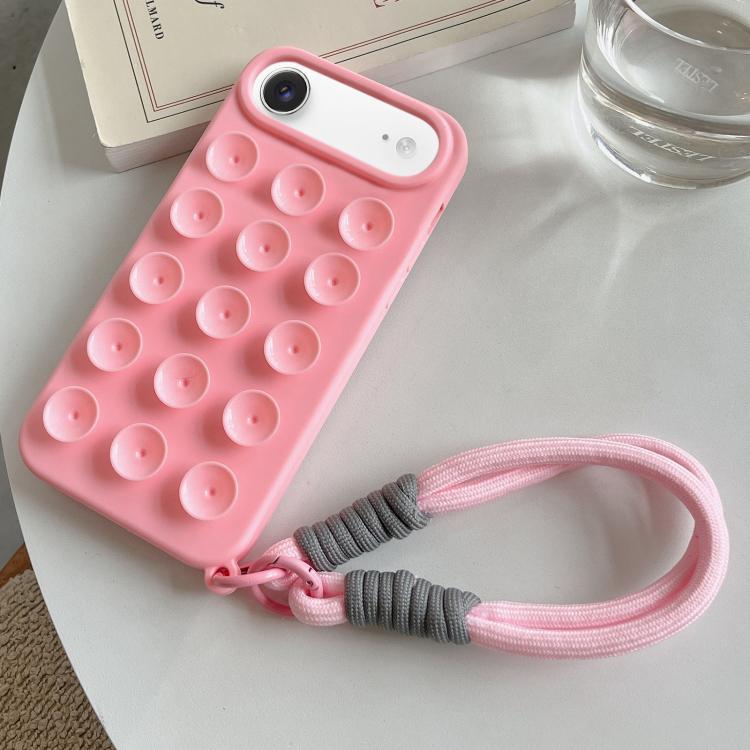 For iPhone Air Simple Suction Cup Silicone Phone Case with Lanyard