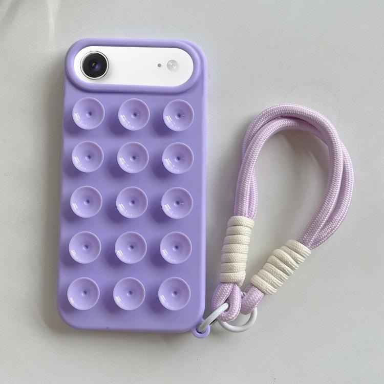 For iPhone Air Simple Suction Cup Silicone Phone Case with Lanyard