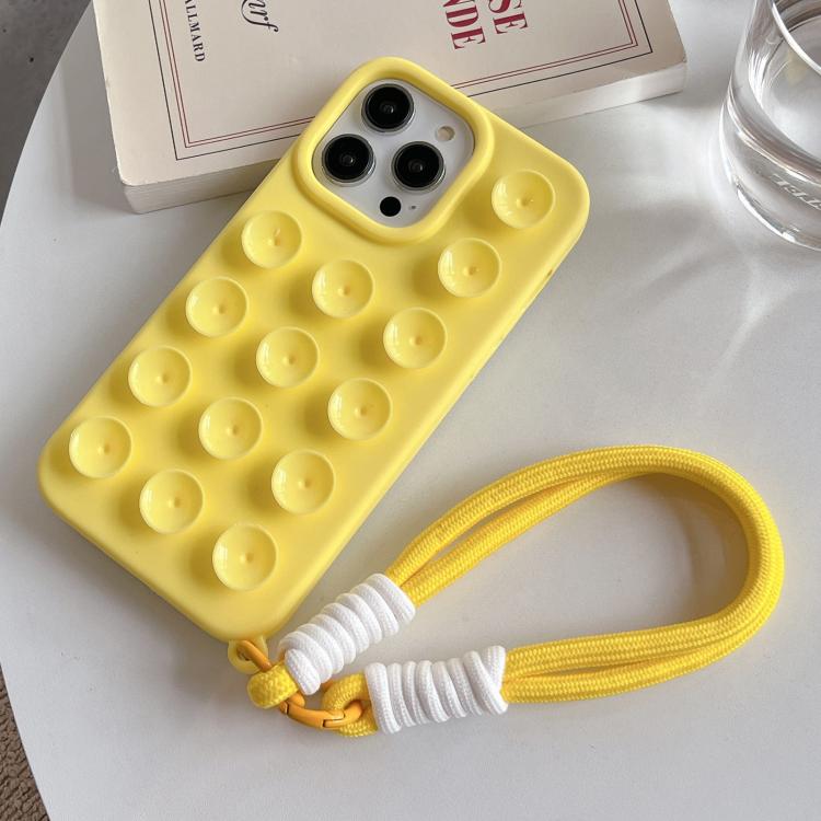 For iPhone 16 Pro Simple Suction Cup Silicone Phone Case with Lanyard
