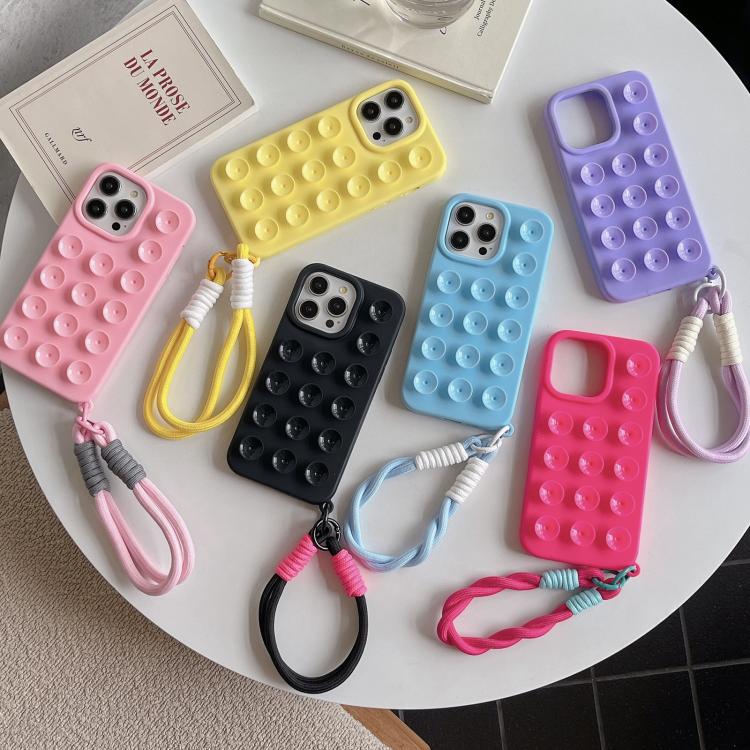 For iPhone 17 Pro Simple Suction Cup Silicone Phone Case with Lanyard