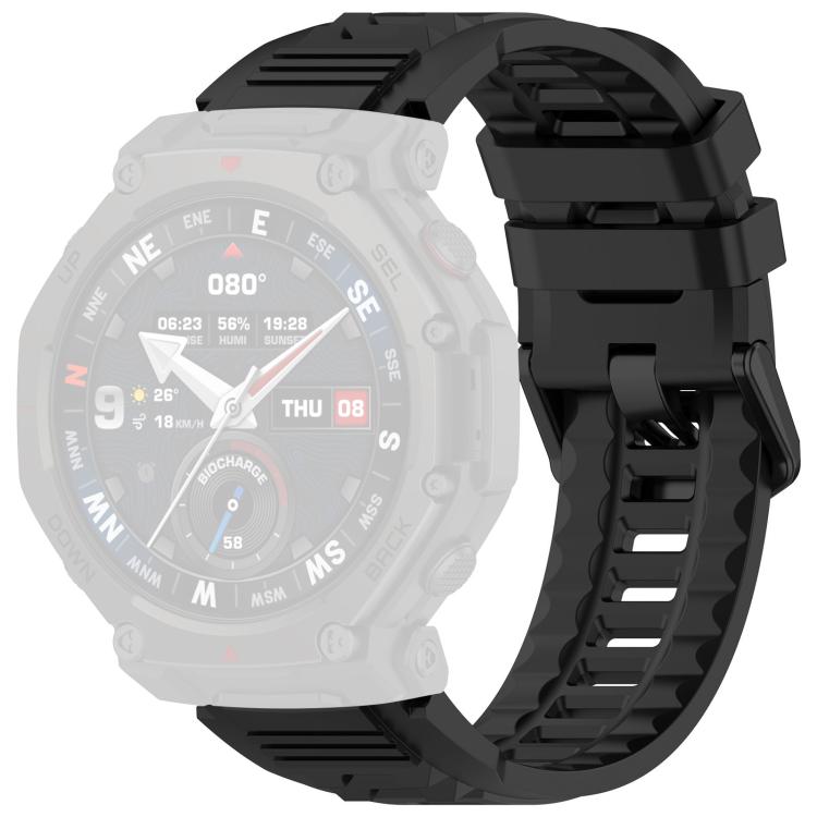For Amazfit T-Rex 3 Pro 48mm xDfind Solid Color Black Buckle Silicone Watch Band