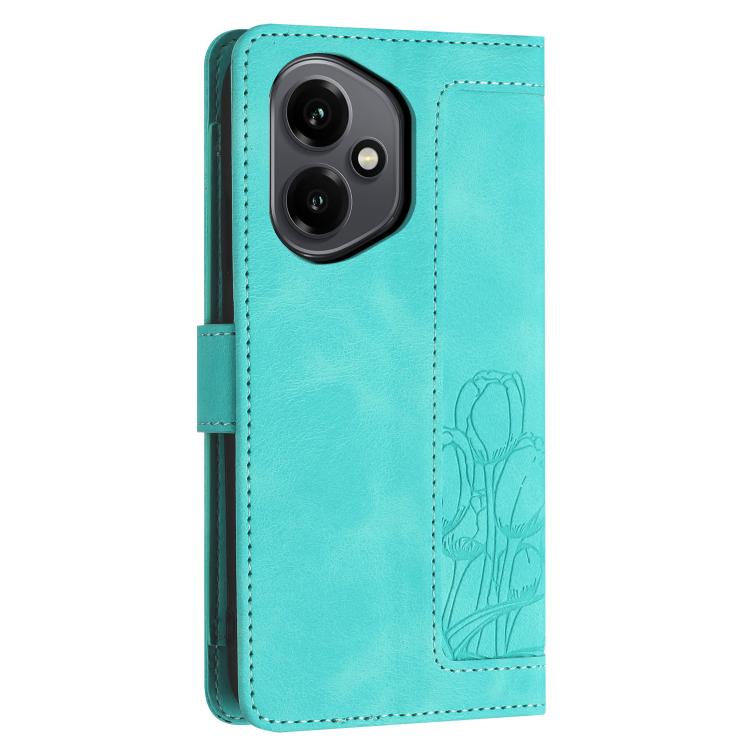 For Honor 400 Global 156.5mm Tulips Embossed Leather Phone Case with Lanyard