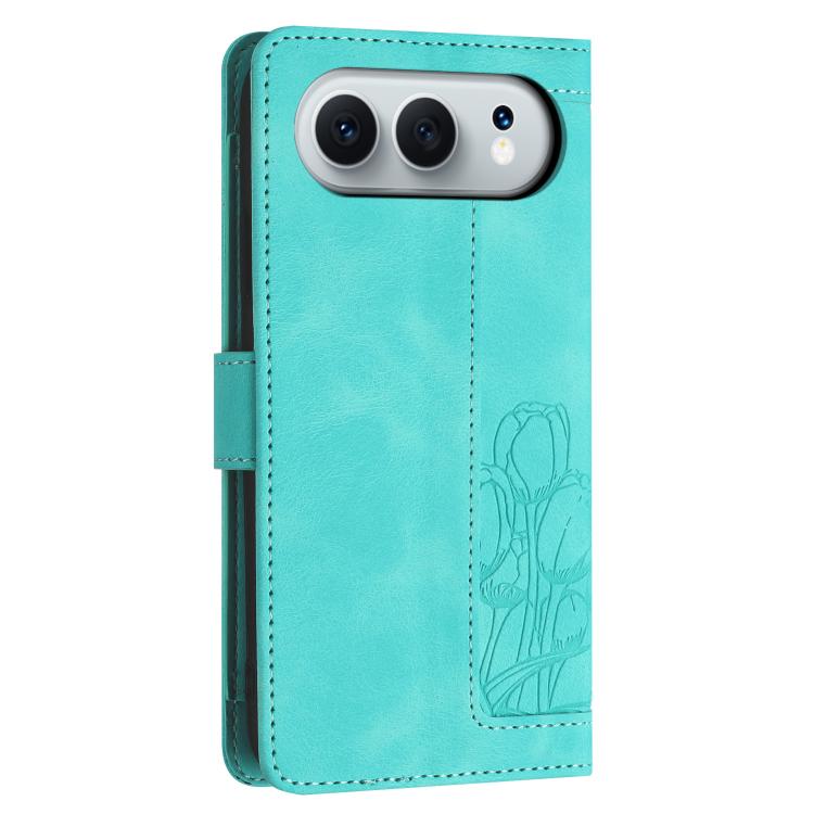 For Honor 500 / 500 Pro Global 155.8mm Tulips Embossed Leather Phone Case with Lanyard