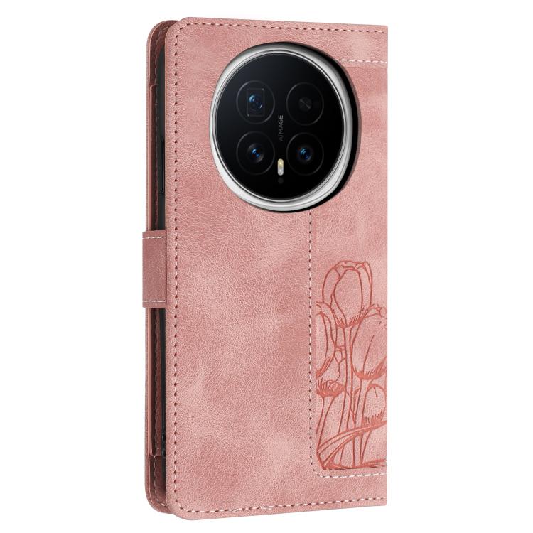 For Honor Magic8 Tulips Embossed Leather Phone Case with Lanyard
