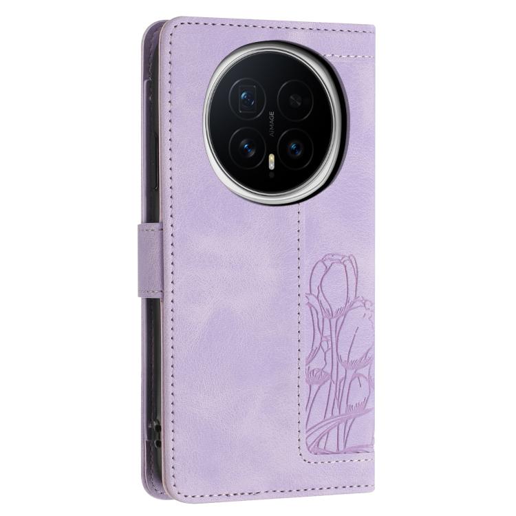 For Honor Magic8 Tulips Embossed Leather Phone Case with Lanyard