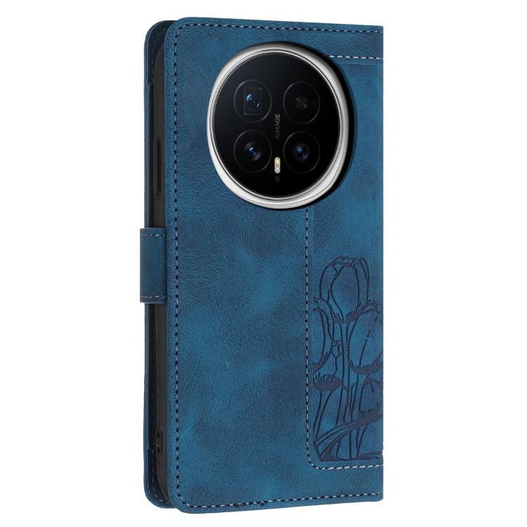 For Honor Magic8 Tulips Embossed Leather Phone Case with Lanyard