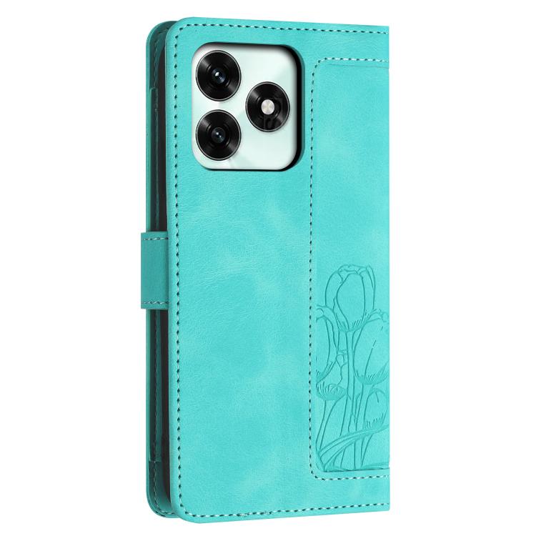 For Honor X5c Plus Tulips Embossed Leather Phone Case with Lanyard