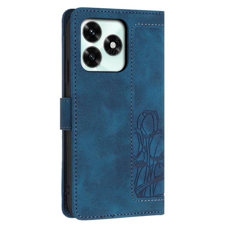 For Honor X5c Plus Tulips Embossed Leather Phone Case with Lanyard