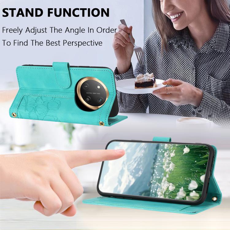 For Honor X60 Pro Tulips Embossed Leather Phone Case with Lanyard