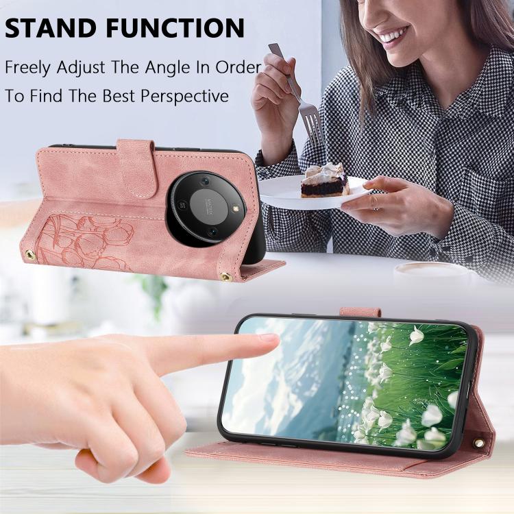 For Honor X70 5G Tulips Embossed Leather Phone Case with Lanyard
