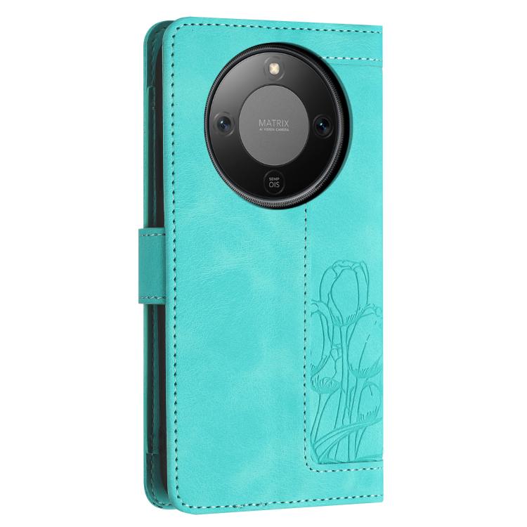 For Honor X70 5G Tulips Embossed Leather Phone Case with Lanyard