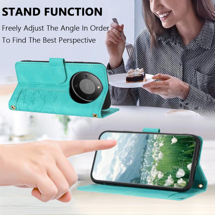 For Honor X70 5G Tulips Embossed Leather Phone Case with Lanyard