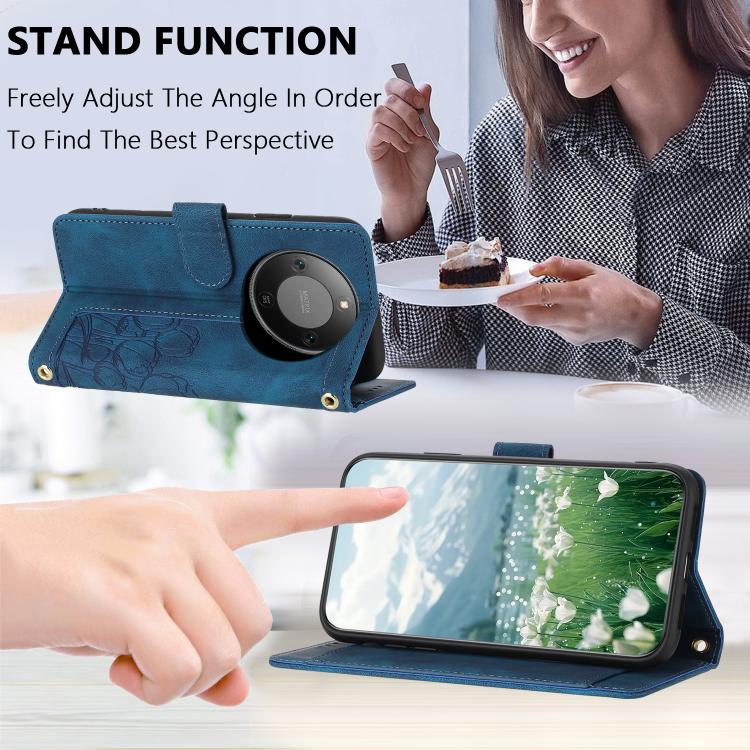 For Honor X70 5G Tulips Embossed Leather Phone Case with Lanyard