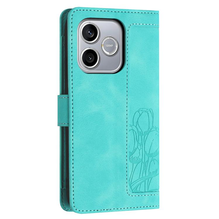 For Honor 600 Lite Global Tulips Embossed Leather Phone Case with Lanyard