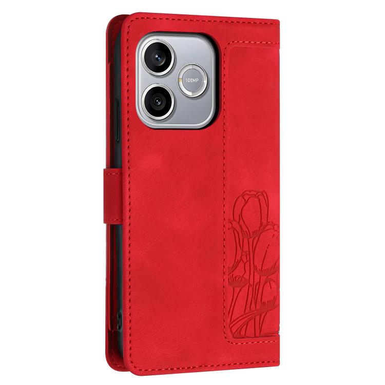 For Honor 600 Lite Global Tulips Embossed Leather Phone Case with Lanyard