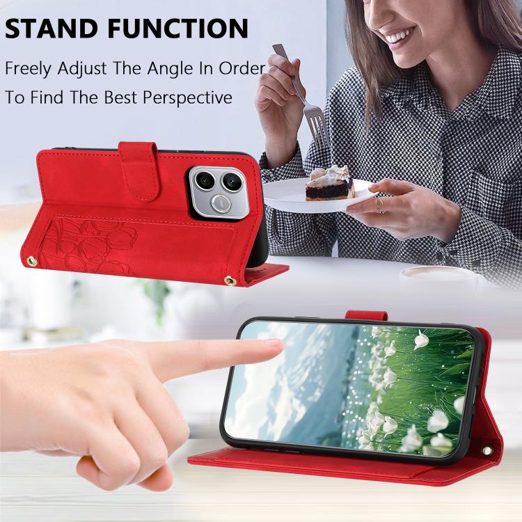For Honor 600 Lite Global Tulips Embossed Leather Phone Case with Lanyard