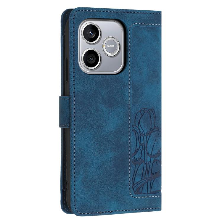 For Honor 600 Lite Global Tulips Embossed Leather Phone Case with Lanyard
