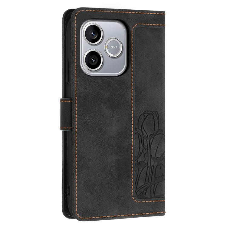 For Honor 600 Lite Global Tulips Embossed Leather Phone Case with Lanyard
