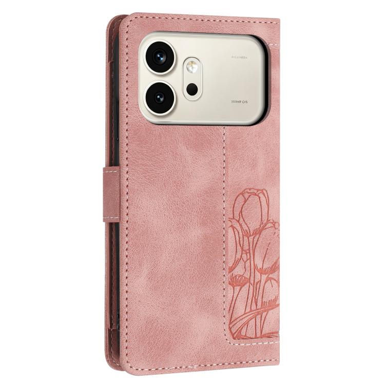 For Honor 600 / 600 Pro Global Tulips Embossed Leather Phone Case with Lanyard