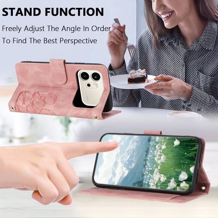 For Honor 600 / 600 Pro Global Tulips Embossed Leather Phone Case with Lanyard
