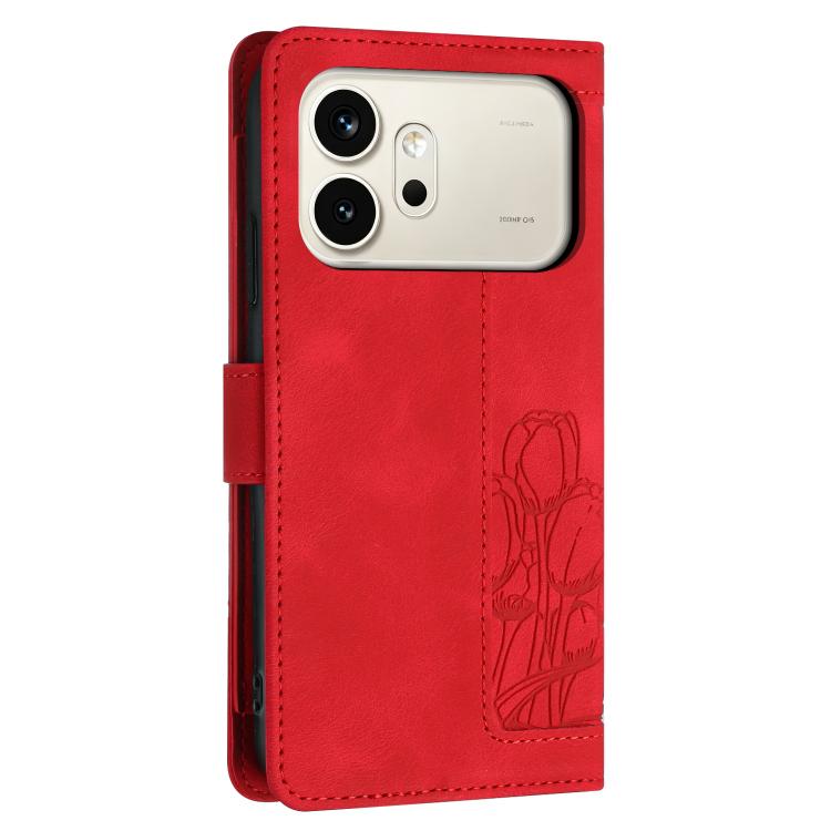 For Honor 600 / 600 Pro Global Tulips Embossed Leather Phone Case with Lanyard