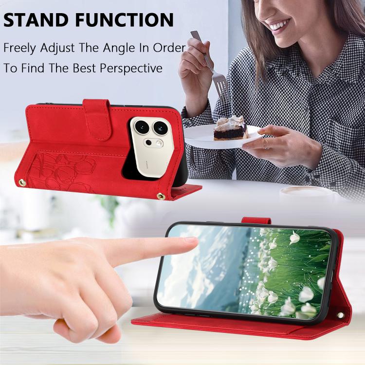 For Honor 600 / 600 Pro Global Tulips Embossed Leather Phone Case with Lanyard