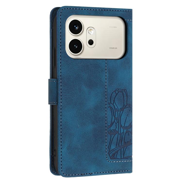 For Honor 600 / 600 Pro Global Tulips Embossed Leather Phone Case with Lanyard