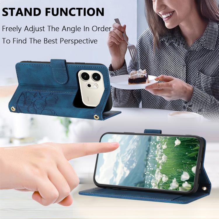 For Honor 600 / 600 Pro Global Tulips Embossed Leather Phone Case with Lanyard