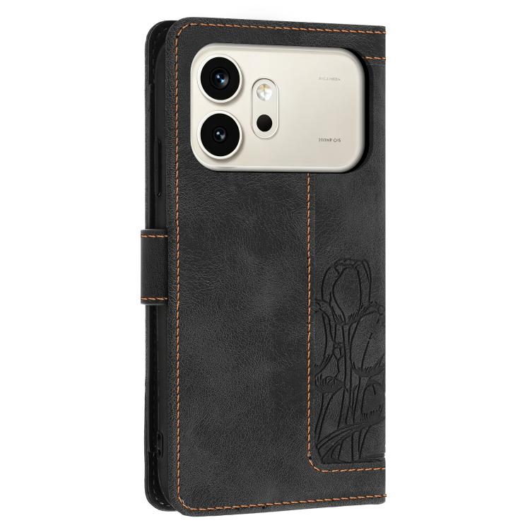 For Honor 600 / 600 Pro Global Tulips Embossed Leather Phone Case with Lanyard