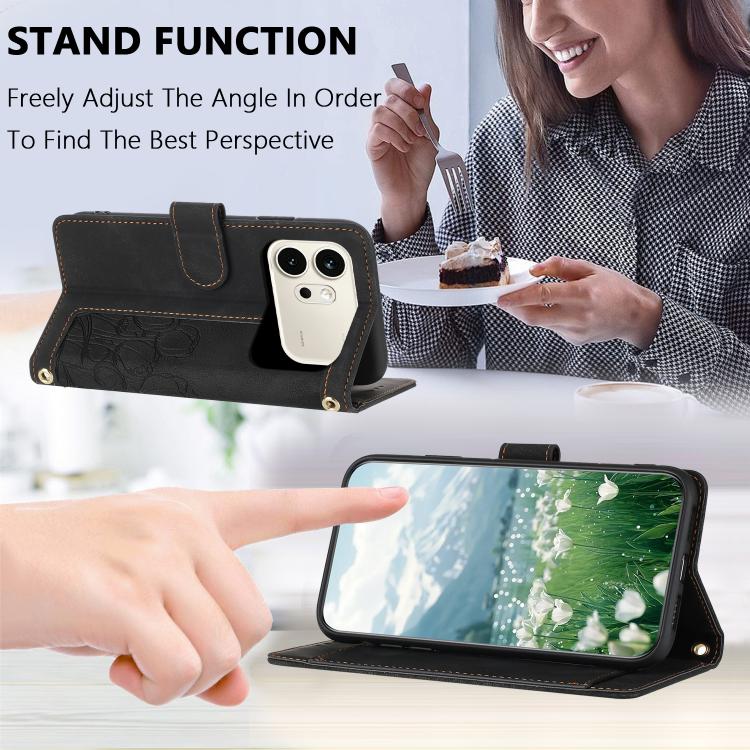 For Honor 600 / 600 Pro Global Tulips Embossed Leather Phone Case with Lanyard