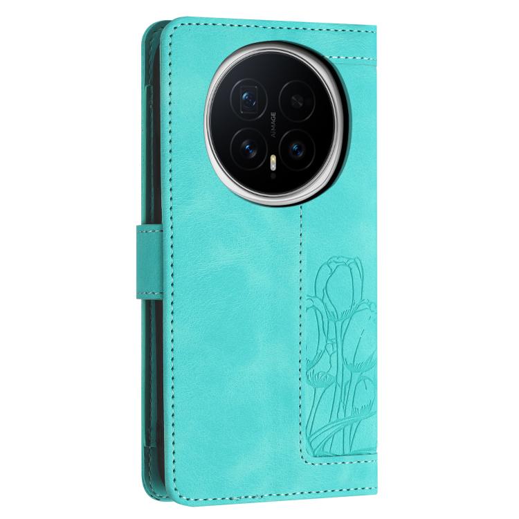 For Honor Magic8 Pro Tulips Embossed Leather Phone Case with Lanyard