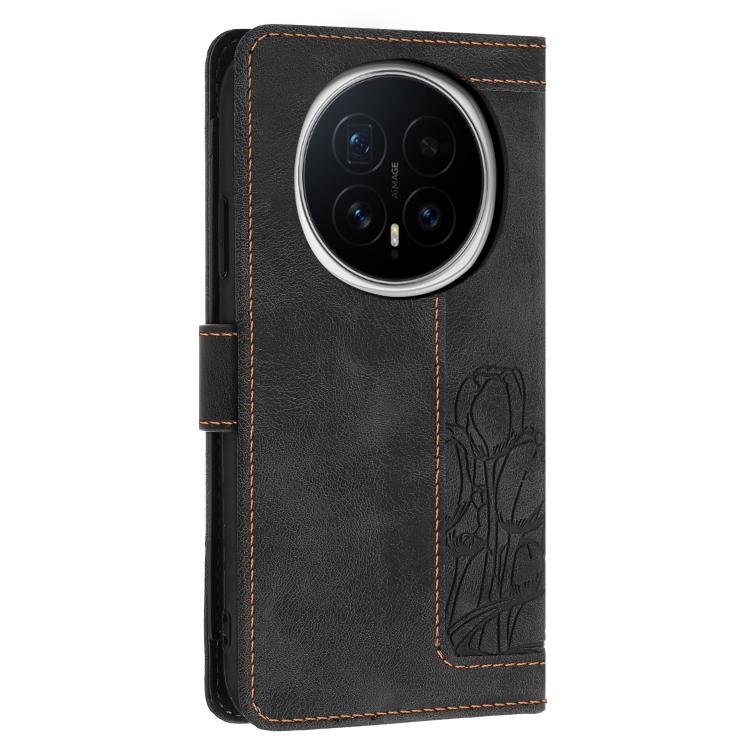 For Honor Magic8 Pro Tulips Embossed Leather Phone Case with Lanyard
