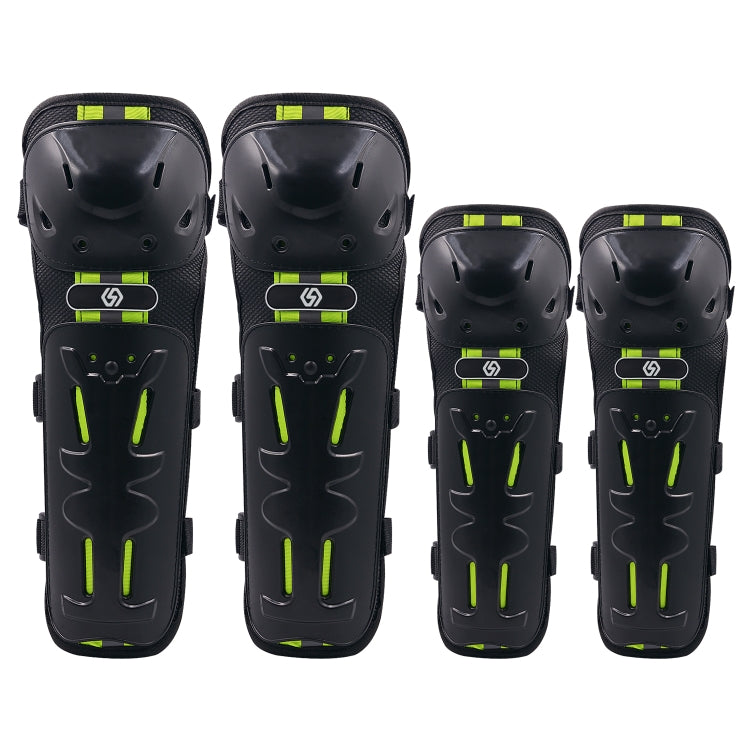 CS-820A1 4 PCS/Set Motorcycle Cycling Protective Gear Windproof Fall-proof Reflective Knee Elbow Protector Pads Cover(Black Green)