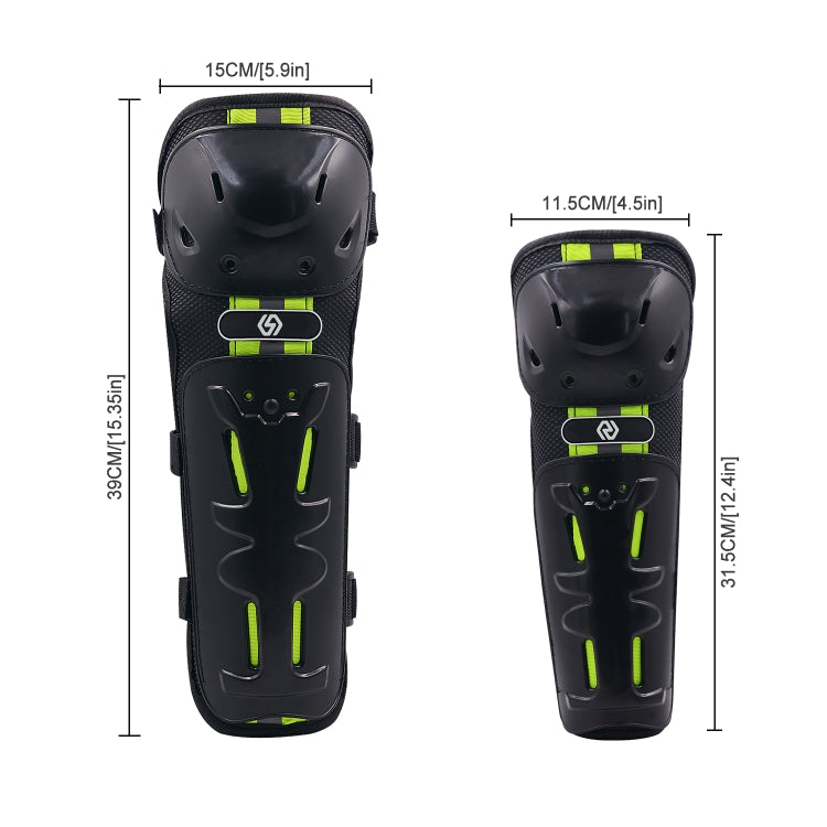 CS-820A1 4 PCS/Set Motorcycle Cycling Protective Gear Windproof Fall-proof Reflective Knee Elbow Protector Pads Cover(Black Green)