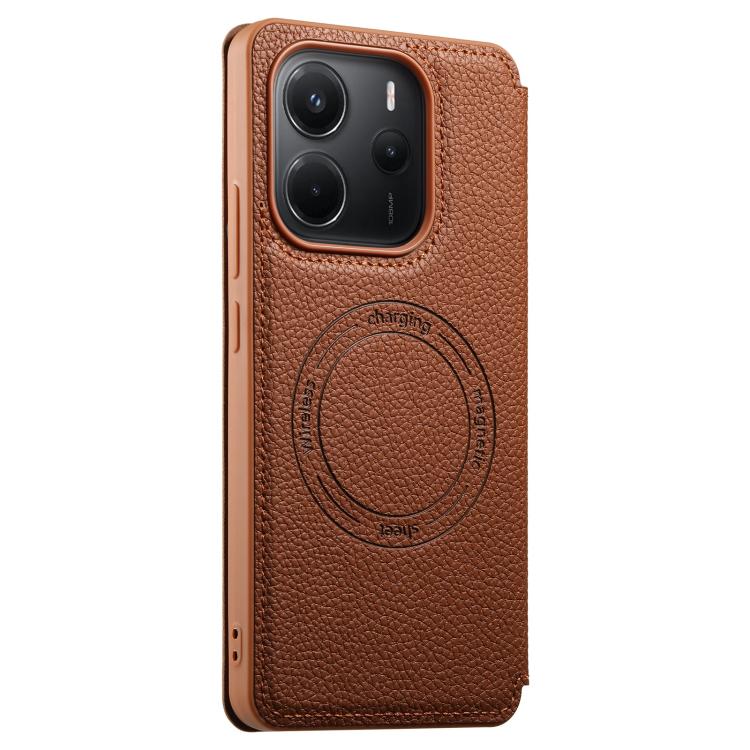 For Redmi Note 14 4G Global 163.25mm ESEBLE Ultra-thin Card Slot Magnetic Vegan Leather Phone Case