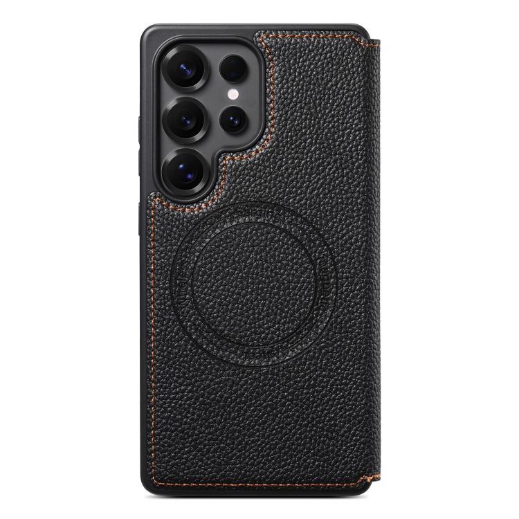 For Samsung Galaxy S21 Ultra 5G ESEBLE Ultra-thin Card Slot Magnetic Vegan Leather Phone Case