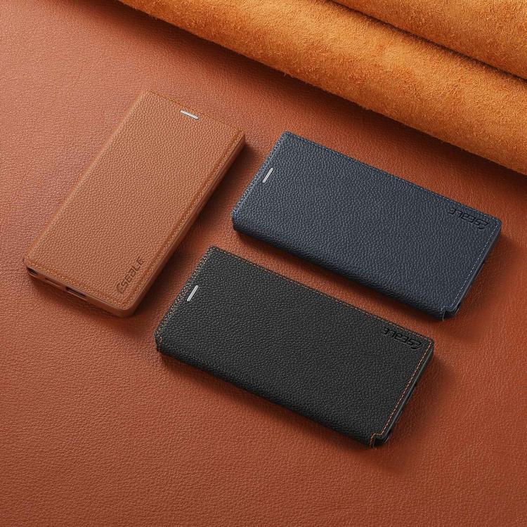 For Samsung Galaxy S21 Ultra 5G ESEBLE Ultra-thin Card Slot Magnetic Vegan Leather Phone Case