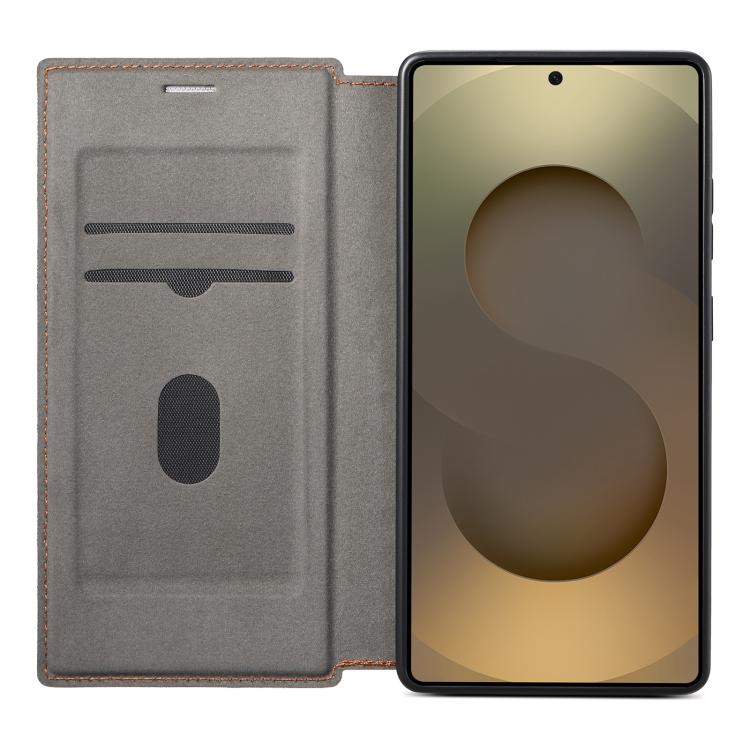 For Samsung Galaxy S22 Ultra 5G ESEBLE Ultra-thin Card Slot Magnetic Vegan Leather Phone Case