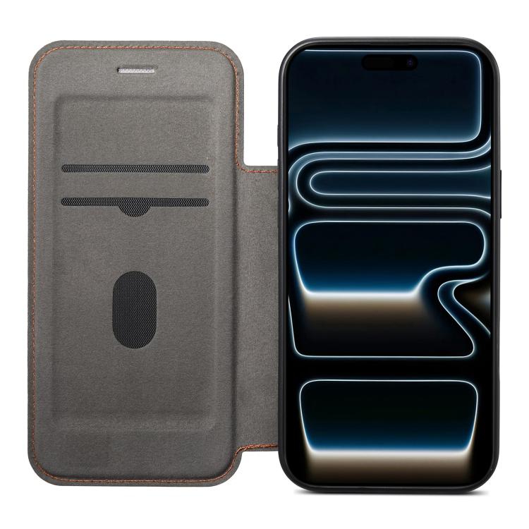 For iPhone 13 Pro ESEBLE Ultra-thin Card Slot Magnetic Vegan Leather Phone Case