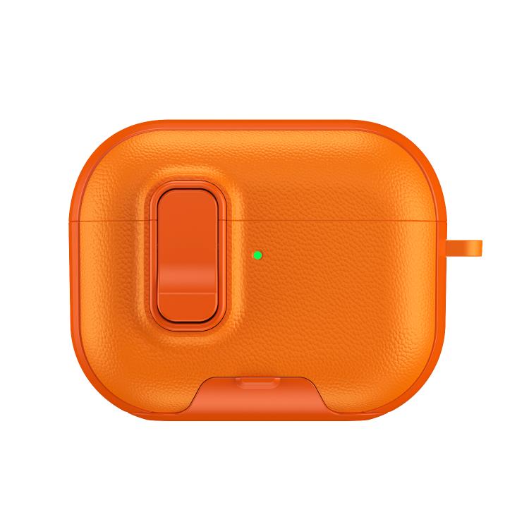 For AirPods Pro 3 Litchi Texture Earphone Case with Holder & Security Lock