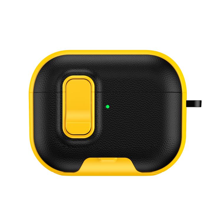 For AirPods Pro 3 Litchi Texture Earphone Case with Holder & Security Lock