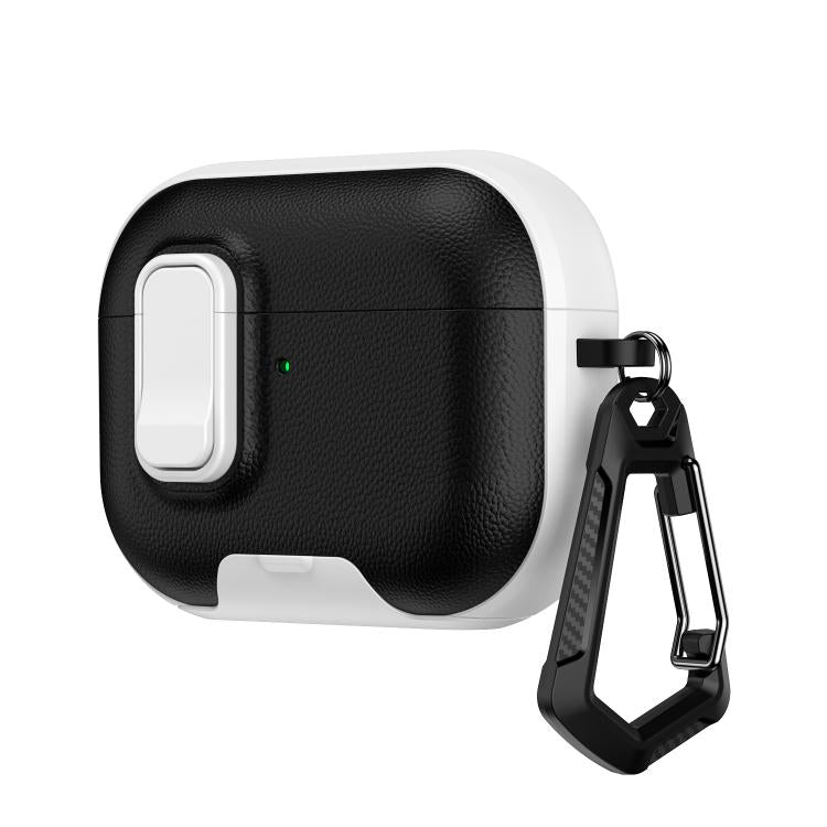 For AirPods Pro 3 Litchi Texture Earphone Case with Holder & Security Lock