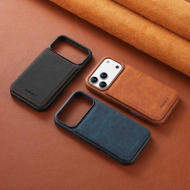 For iPhone 17 Pro Max ESEBLE Retro Texture Double Buckle Card Slot Phone Case