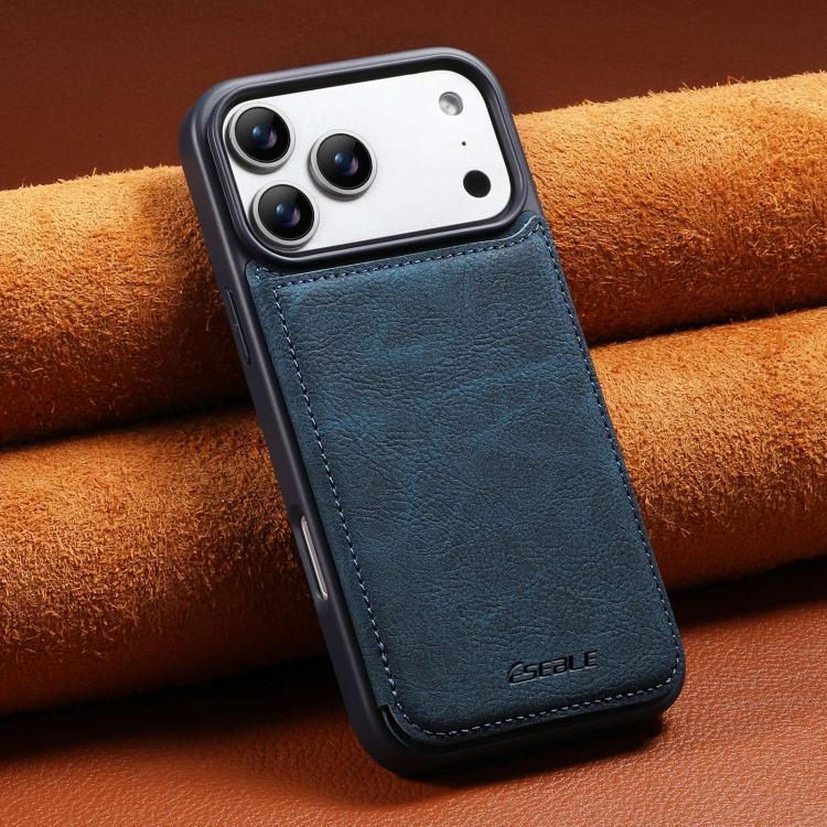 For iPhone 17 ESEBLE Retro Texture Double Buckle Card Slot Phone Case