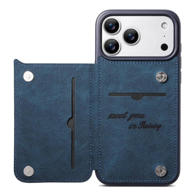For iPhone 17 ESEBLE Retro Texture Double Buckle Card Slot Phone Case