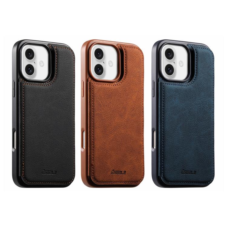 For iPhone 16 ESEBLE Retro Texture Double Buckle Card Slot Phone Case