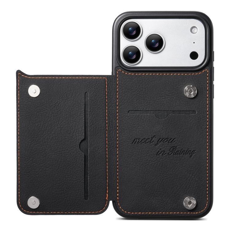 For iPhone 15 Pro ESEBLE Retro Texture Double Buckle Card Slot Phone Case