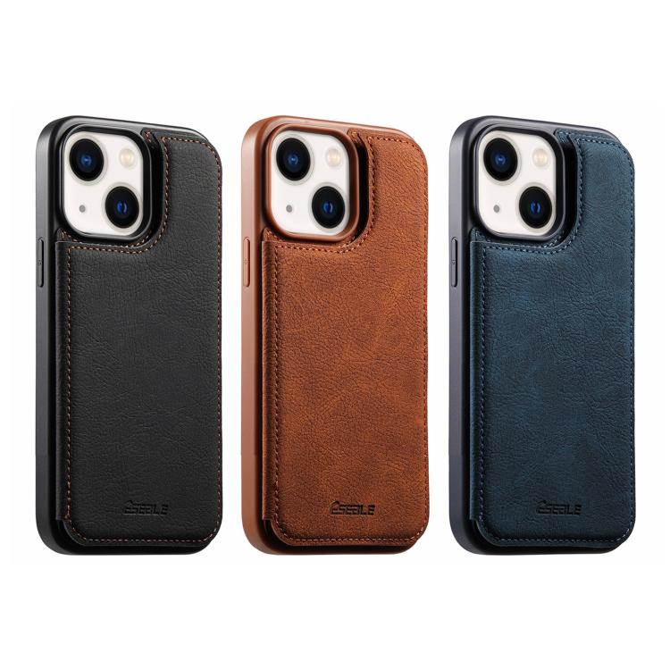 For iPhone 14 / 13 ESEBLE Retro Texture Double Buckle Card Slot Phone Case