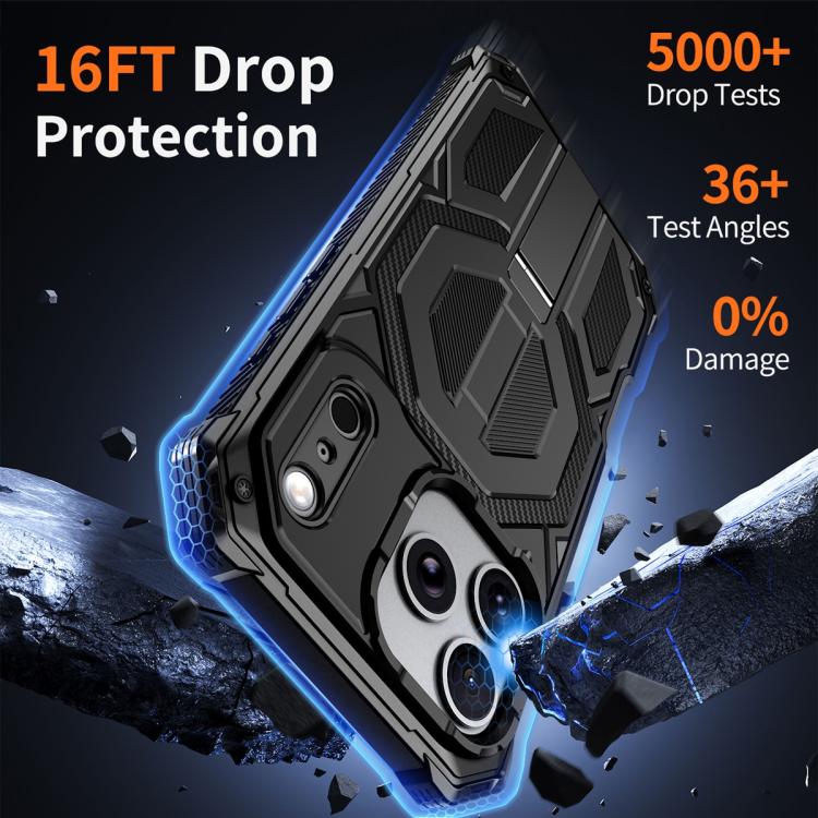 For iPhone 17 Pro Max Hidden Metal Holder Magnetic Shockproof Phone Case